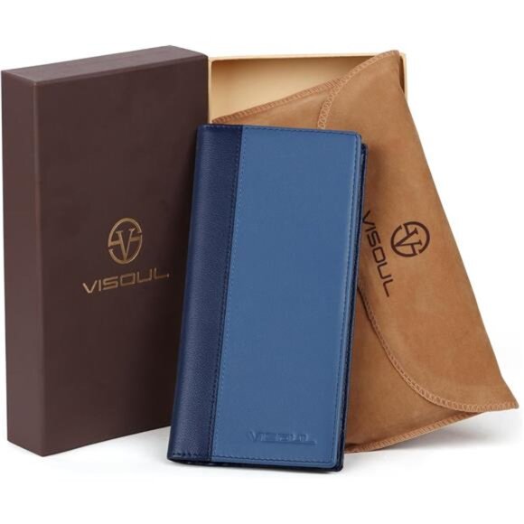 👜 Genuine Leather Long Bifold Wallet – RFID Blocking Checkbook & Card Holder ✨ - Picture 4 of 5